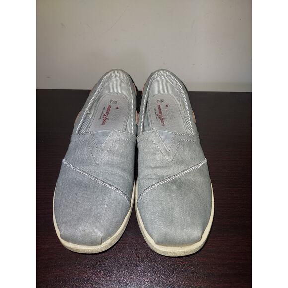 Bobs Skechers Women's Slip Ons 7.5M Boat Shoes Memory Foam Canvas Gray 33739 - Picture 6 of 13